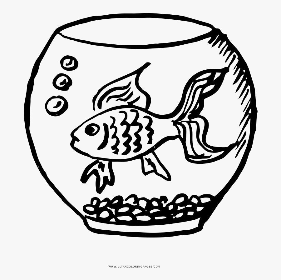 Fish Bowl Coloring Page - Illustration, Transparent Clipart