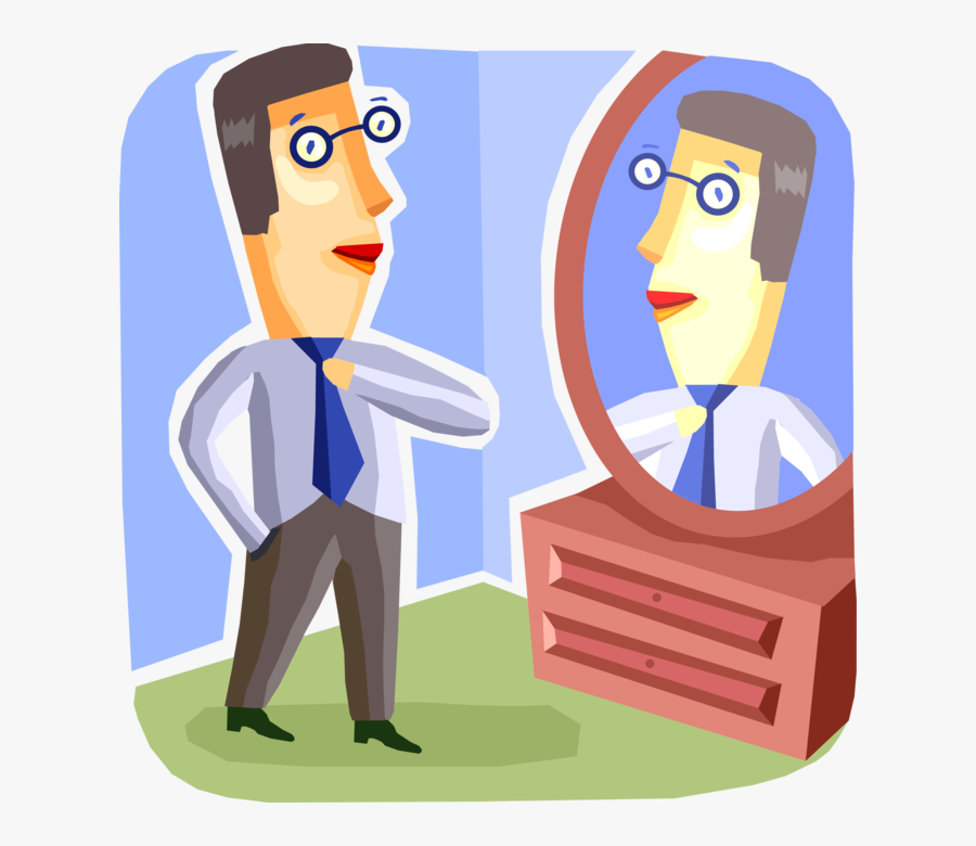 Vector Illustration Of Businessman Gets Dressed For - Cartoon, Transparent Clipart