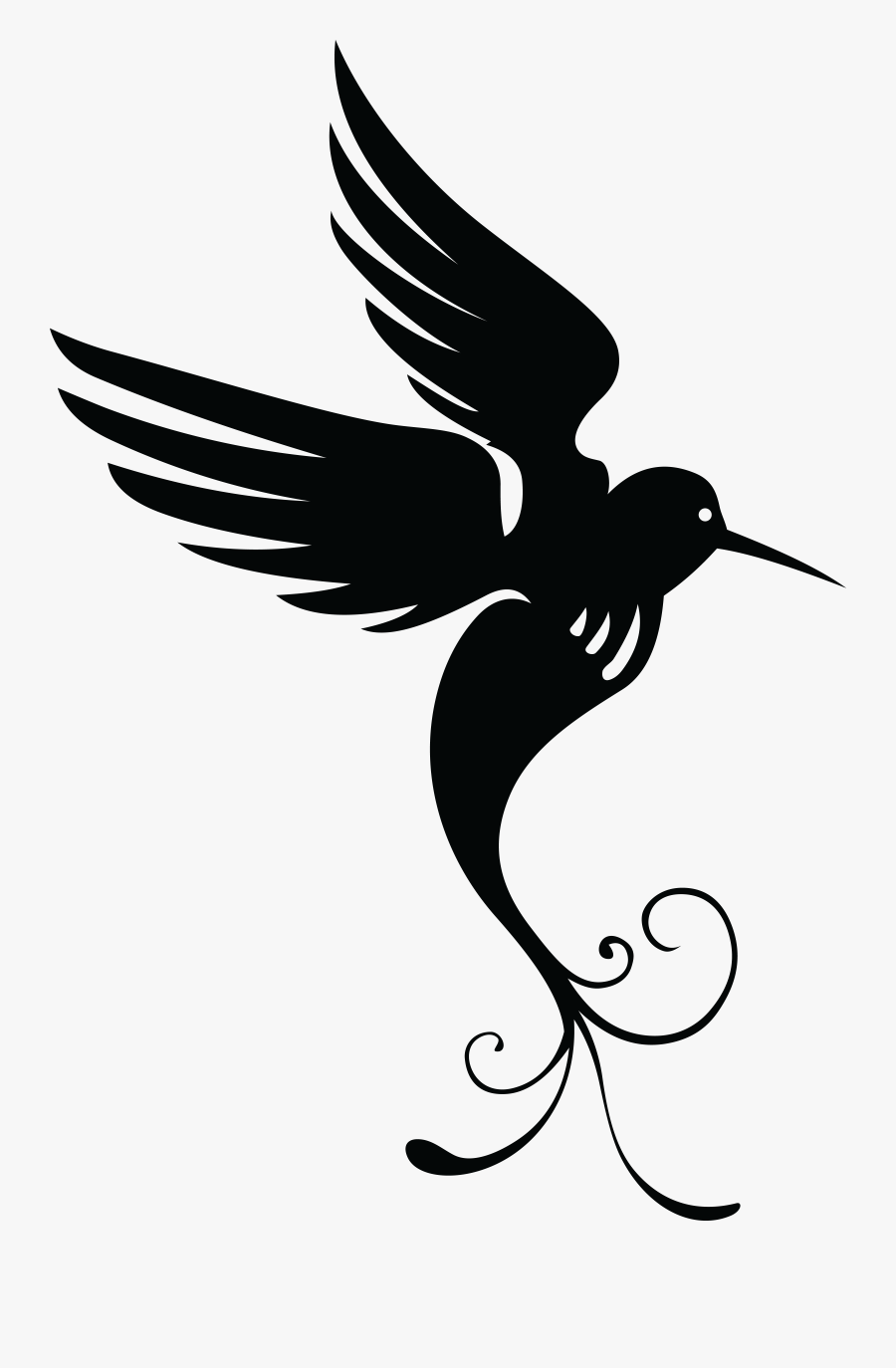 Free Clipart Of A Black And White Hummingbird Silhouette - Bird Of Paradise Silhouette, Transparent Clipart