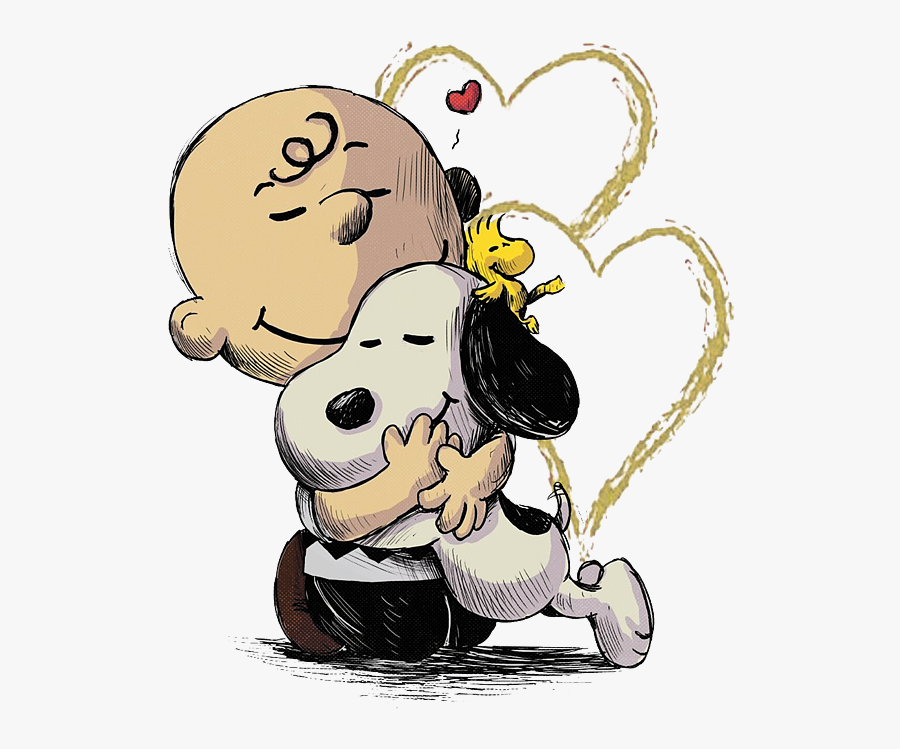 Snoopy Hugging Charlie Brown And Woodstock, Transparent Clipart