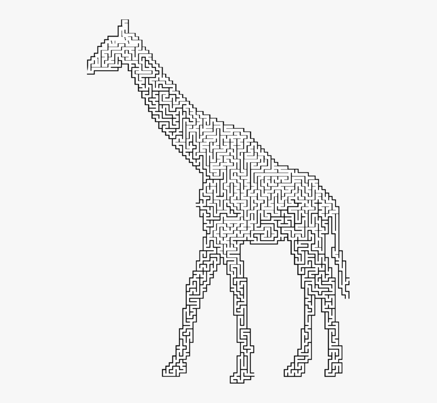 Giraffidae,line Art,wildlife - Maze, Transparent Clipart
