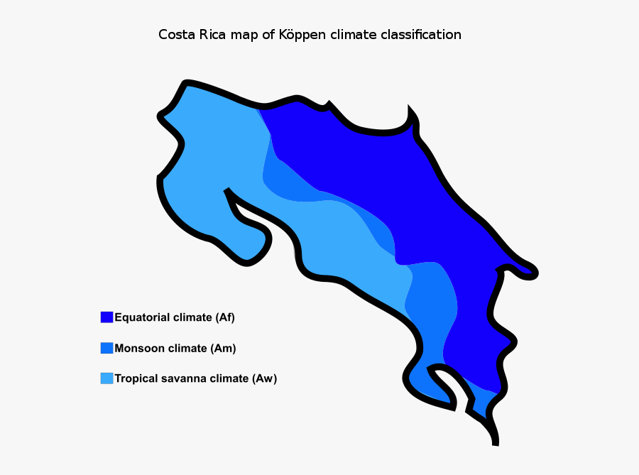 Costa Rica Map Of Köppen Climate Classification - Costa Rica Koppen Climate, Transparent Clipart
