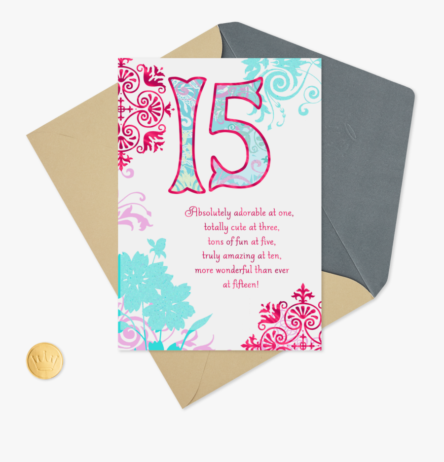 More Wonderful Than Ever 15th Birthday Card - Art Paper, Transparent Clipart