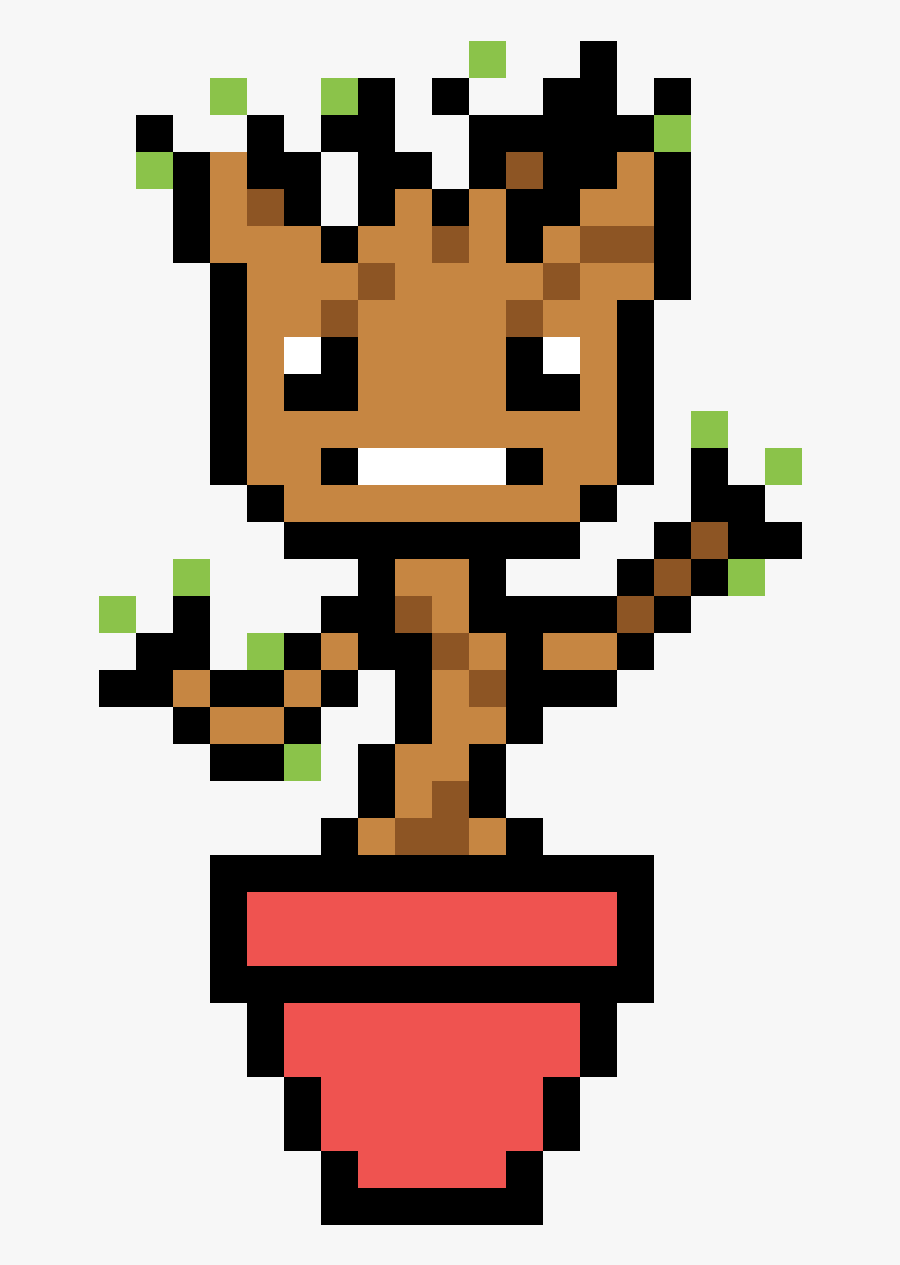 Pixel Art Baby Groot, Transparent Clipart