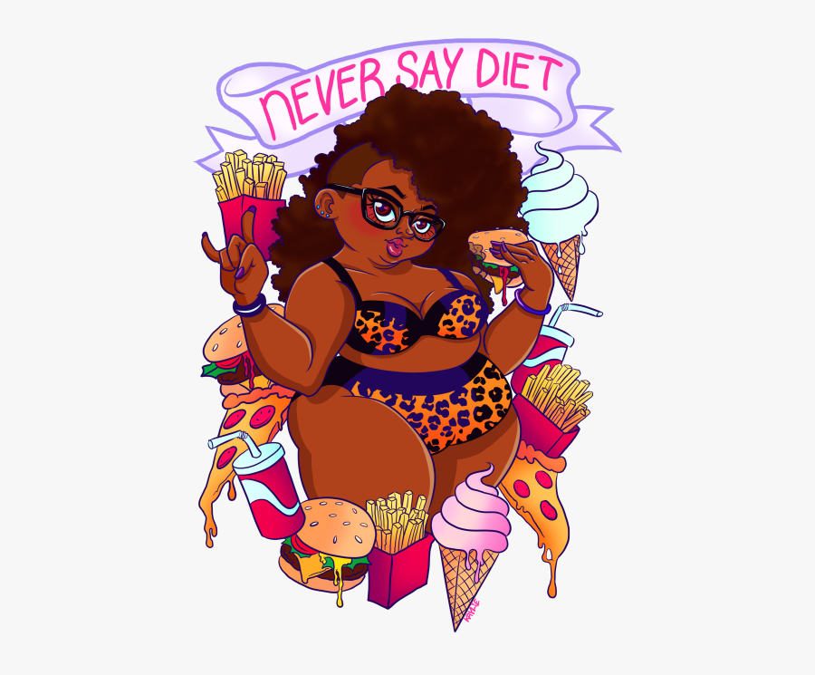 My Art Fat Tattoo Pizza Banner Pin Up Fries Junk Food - Deviantart Fat Acceptance, Transparent Clipart