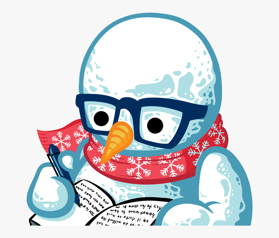 Snowman Smaller - Snowman Reading A Book, Transparent Clipart