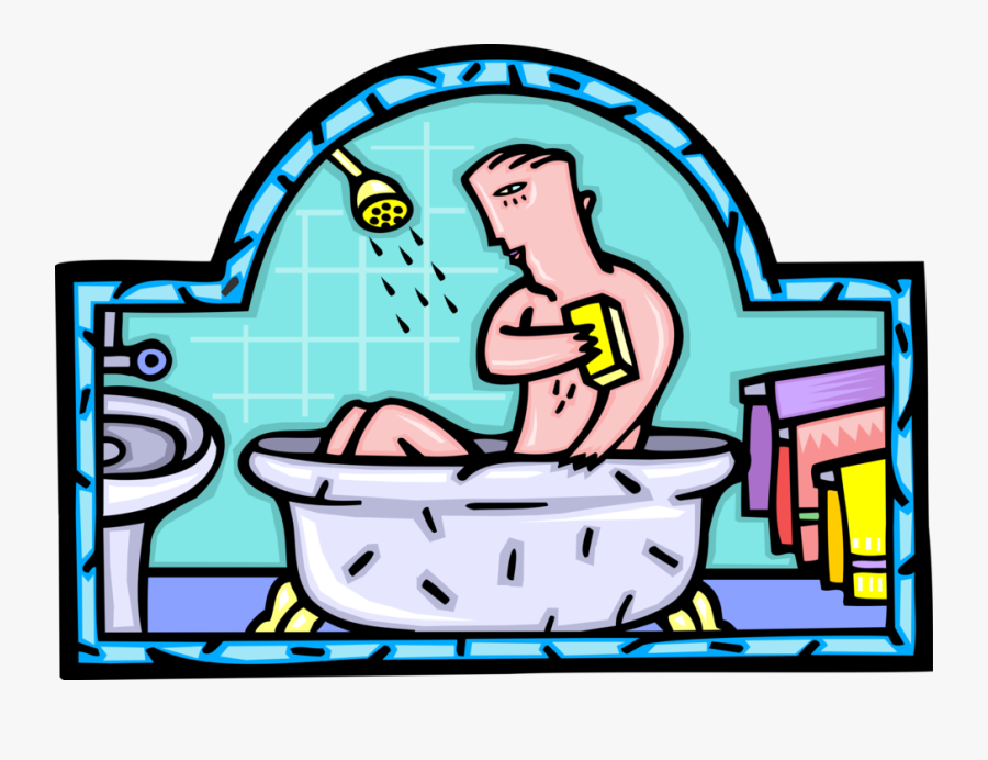 Vector Illustration Of Taking Bath And Bathing In Bathroom - Go Sightseeing Png, Transparent Clipart