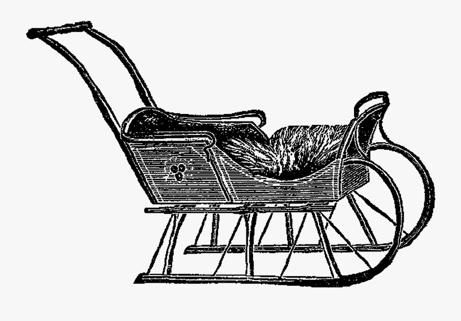 Clip Art Child Vintage 1913 Wood Sleigh - Shopping Cart , Free 