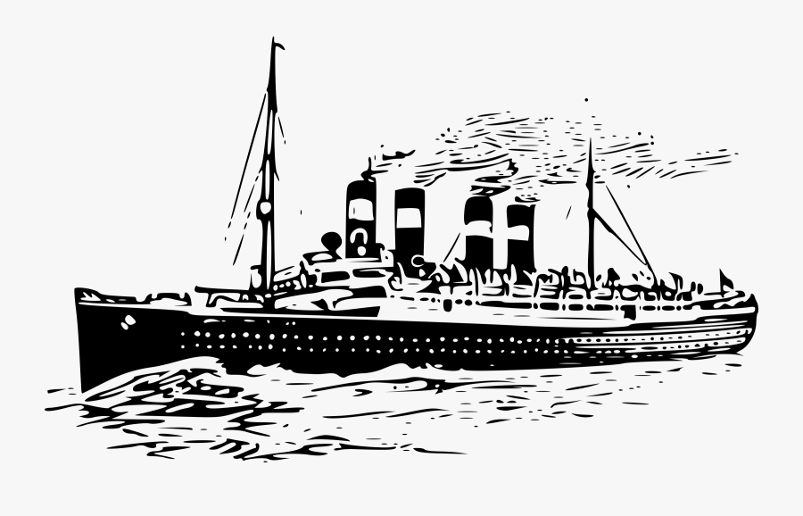 Transparent Pirate Ships Clipart - Titanic Clipart Black And White, Transparent Clipart