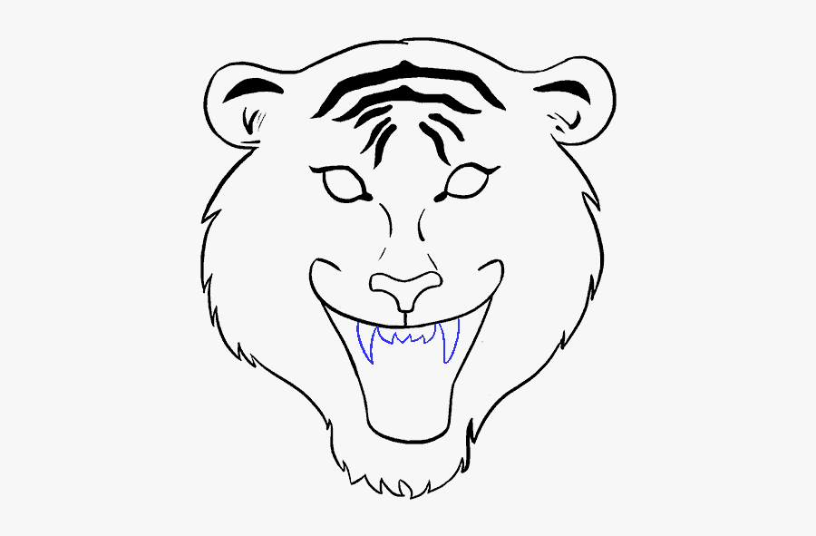 Drawn White Tiger Black Paper - Tiger Drawing Easy Face, Transparent Clipart