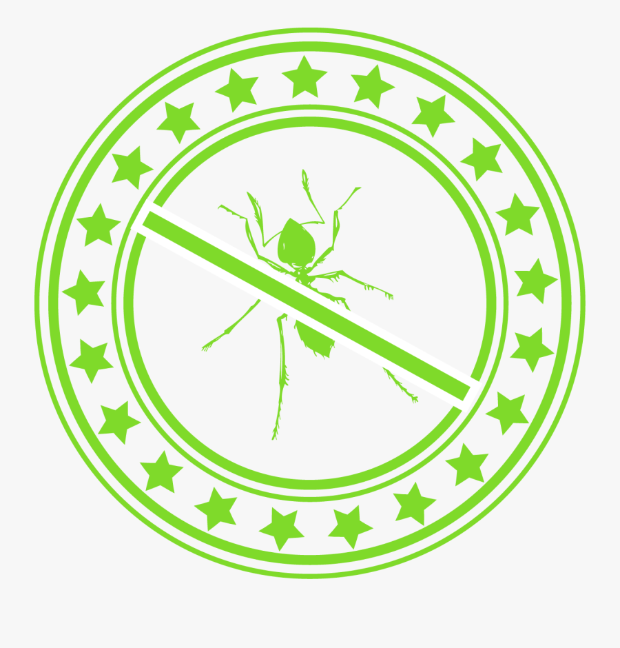 Green Circle With Star Border And A Green Ant With - Vector Graphics, Transparent Clipart