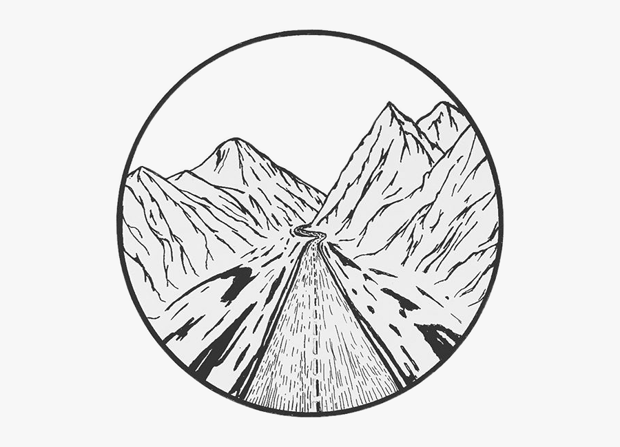 Mountain Boho Travel Indie Aesthetic Drawing Inkfreetoe - Black And White Aesthetic Drawing, Transparent Clipart
