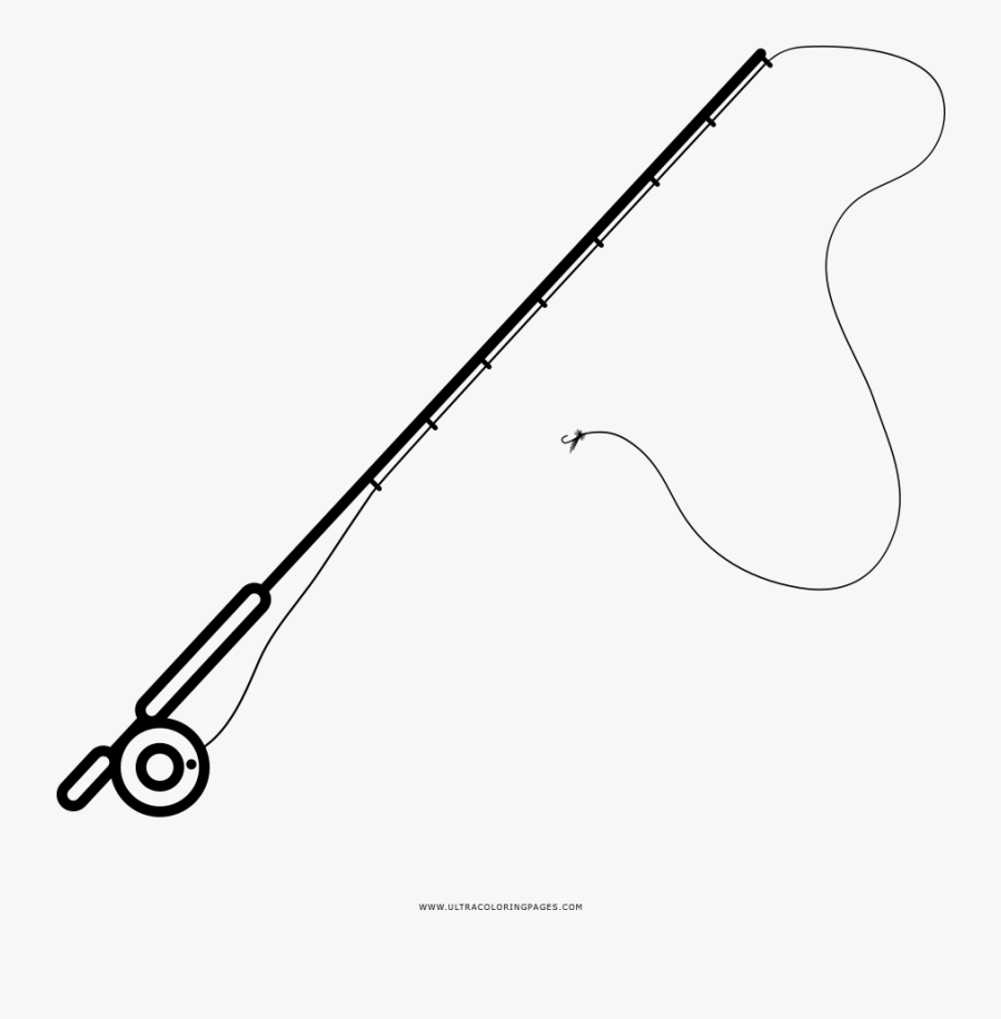 Fishing Rod Coloring Page - Line Art, Transparent Clipart