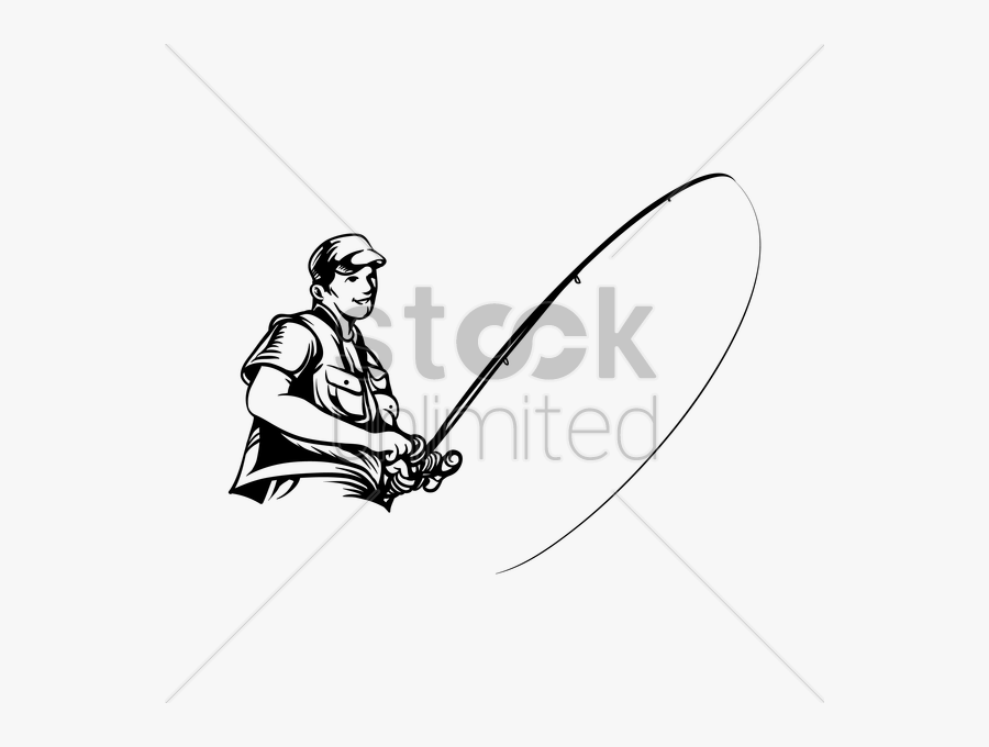 Fisherman With Rod Vector Gra - Illustration, Transparent Clipart