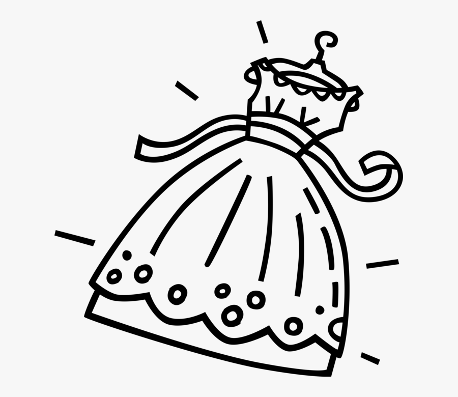 Vector Illustration Of Bride"s Wedding Dress Or Gown - Wedding Dress Clip Art, Transparent Clipart