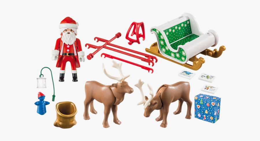 Santa"s Sleigh With Reindeer - Playmobil 9496, Transparent Clipart