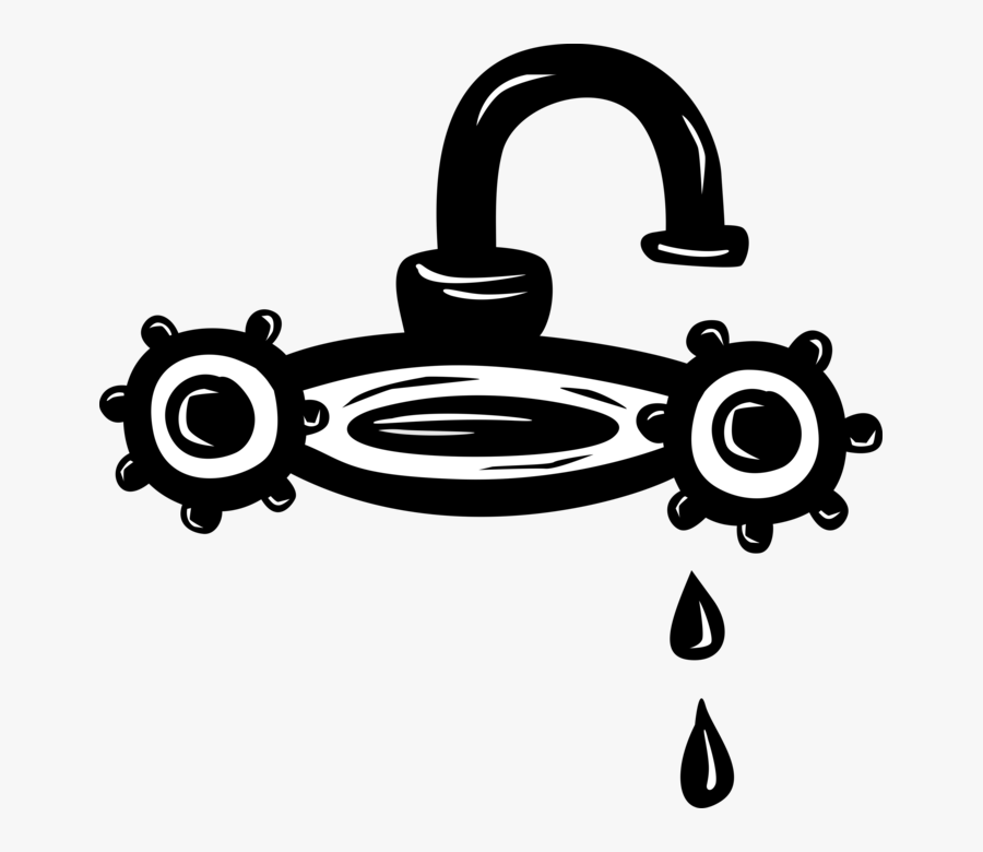 Vector Illustration Of Dripping Water Tap Sink Faucet - Circle, Transparent Clipart