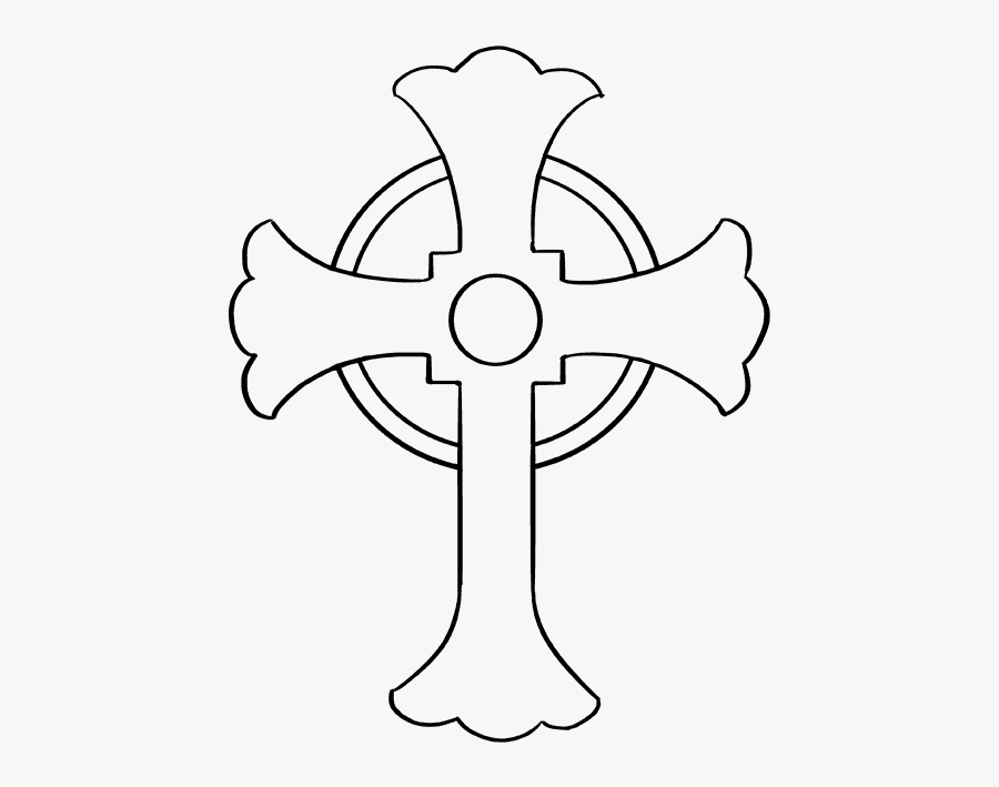 How To Draw Celtic Cross - Celtic Cross Line Drawing, Transparent Clipart
