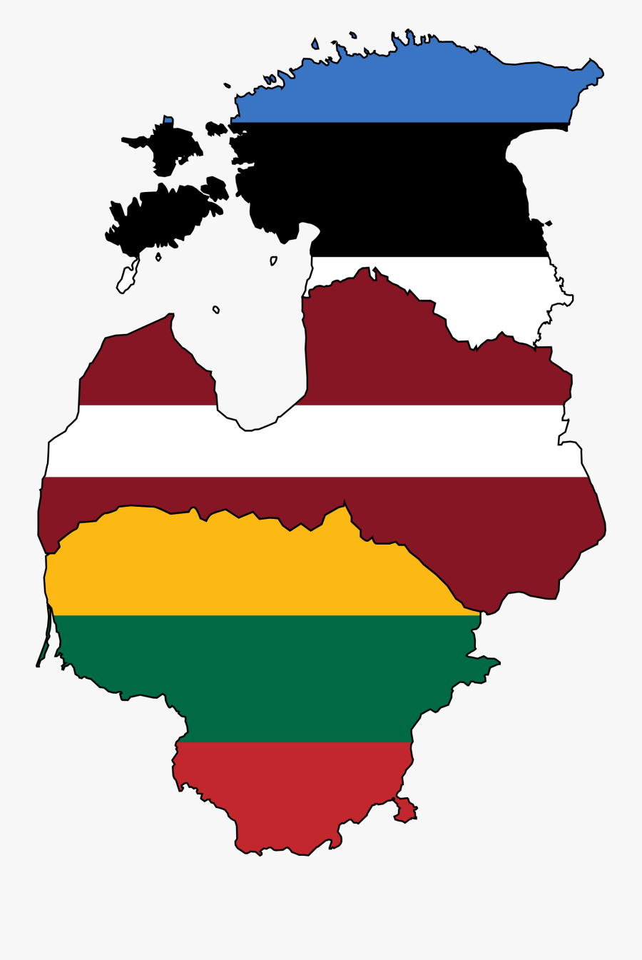 Baltic States Flag Map, Transparent Clipart