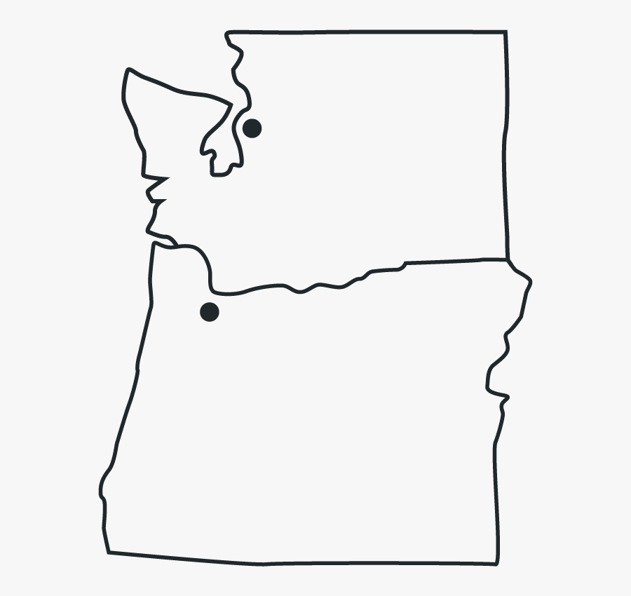 Oregon Washington Map - Washington Oregon Map Black And White, Transparent Clipart