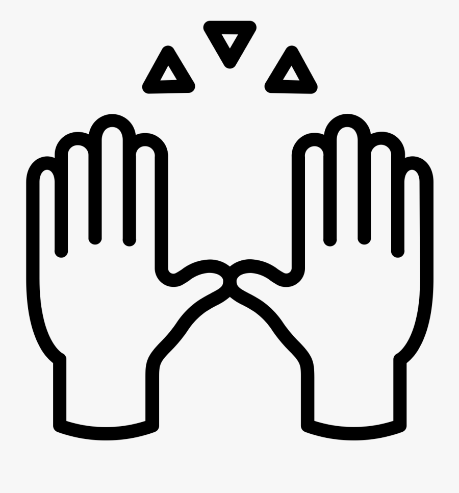 Praise Hands Emoji Black And White, Transparent Clipart