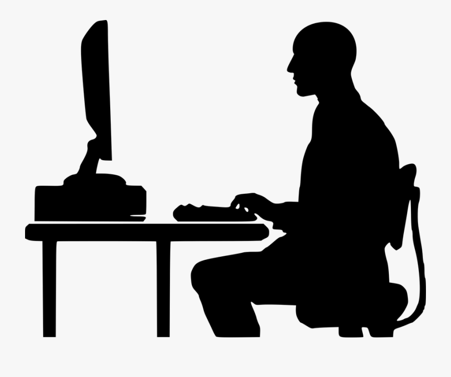 Physical Therapy Near Westbury - Person On Computer Silhouette, Transparent Clipart