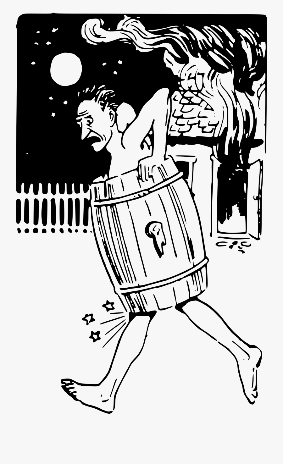 Naked Man In Barrel Clip Arts - Hombre Desnudo Corriendo Dibujo, Transparent Clipart