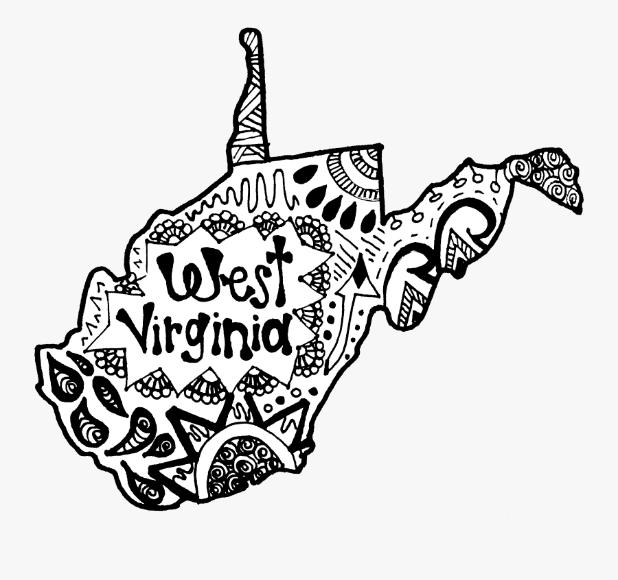 West Virginia Zentangle Clipart , Png Download - Wv State Drawings, Transparent Clipart