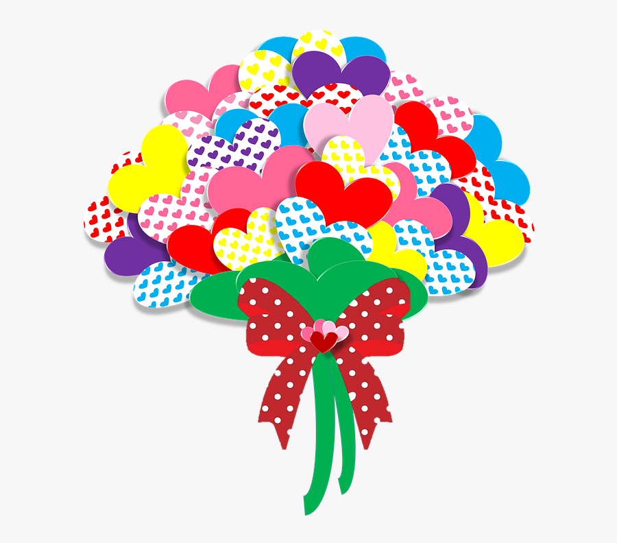 Valentine, Heart, Love, Flowers, Bouquet, Bow, Red - 7 March Special Day, Transparent Clipart