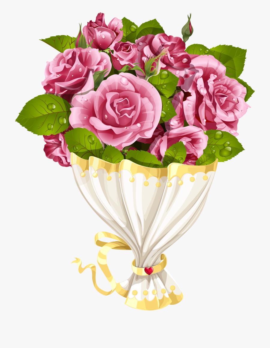 Rose Bouquet With Heart Transparent Png Clip Art Image - Rose Bouquet Tra.....