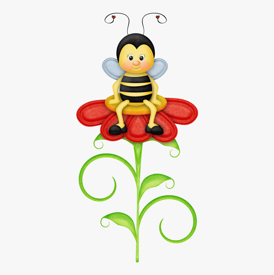 Transparent Abeja Clipart - Bee On A Flower Clipart, Transparent Clipart