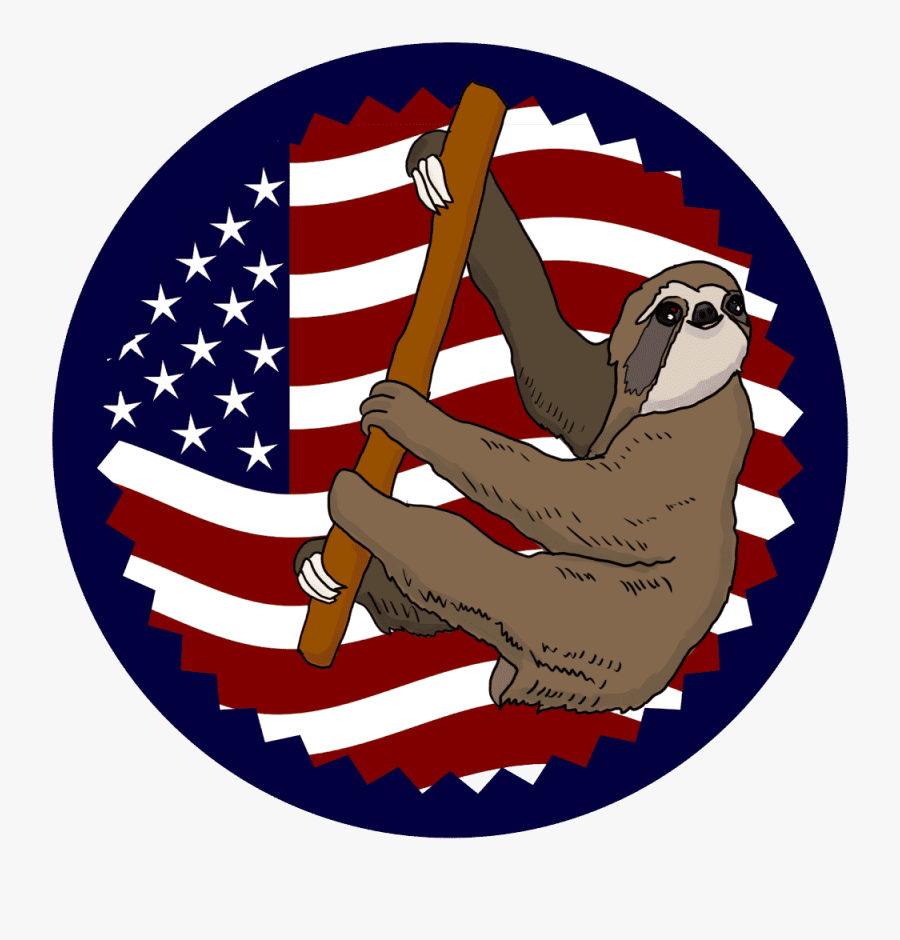 Usa Flag Climbing Sloth Shirt Small - Fourth Of July Sloth, Transparent Clipart