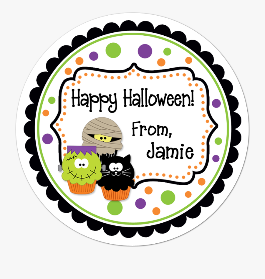 Halloween Cupcakes Fancy Frame Personalized Sticker - Teacher Thank You Labels, Transparent Clipart