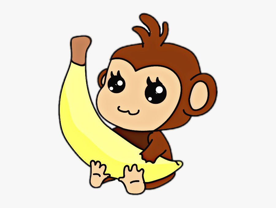 Monkey Chibi And Banana, Transparent Clipart