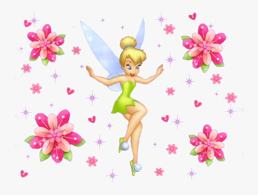 Tinkerbell With Flowers Png, Transparent Clipart