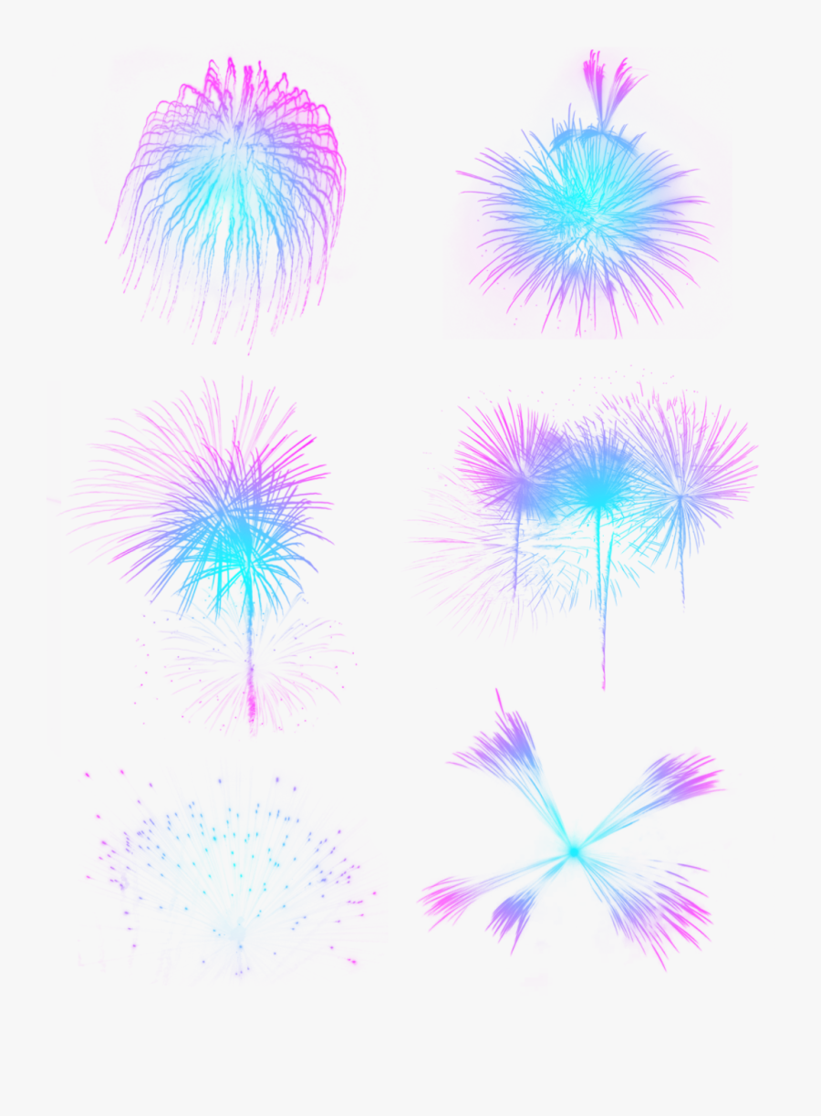 Festive Blue Violet Gradient Fireworks Elements Png - Fireworks, Transparent Clipart