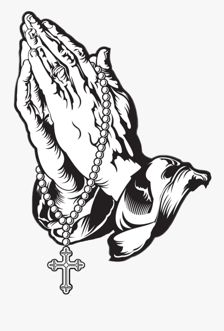 Praying Rosarybeads Rosary Amen Religion Freetoedit - Praying Hands Decal, Transparent Clipart