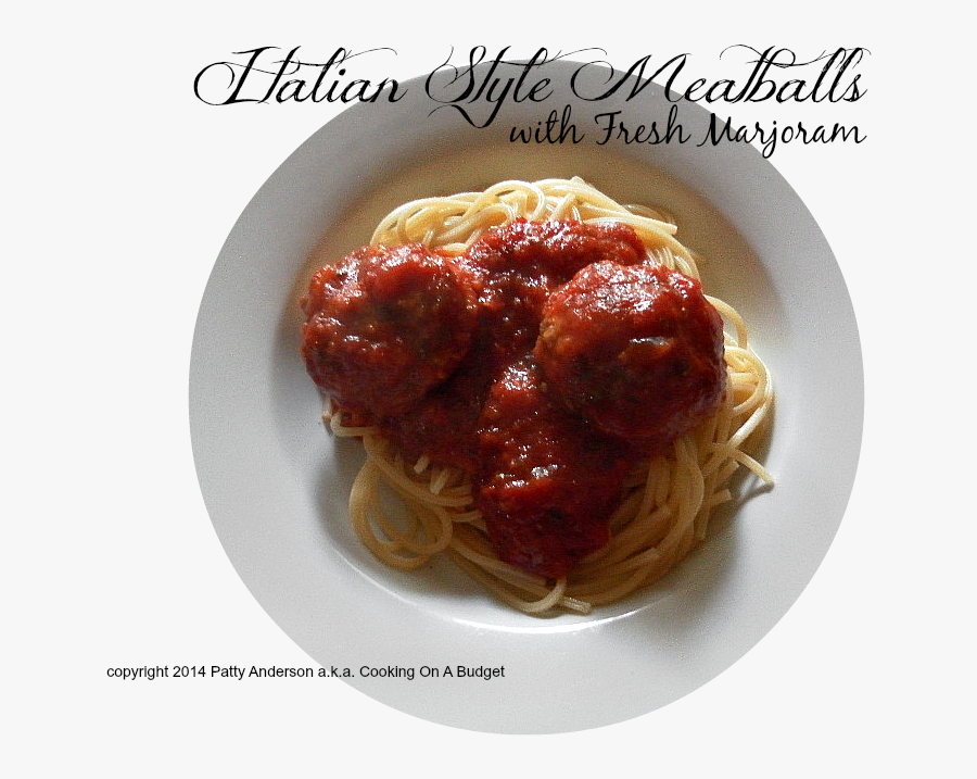 Italian Style Meatballs With Fresh Marjoram - Pasta Pomodoro, Transparent Clipart
