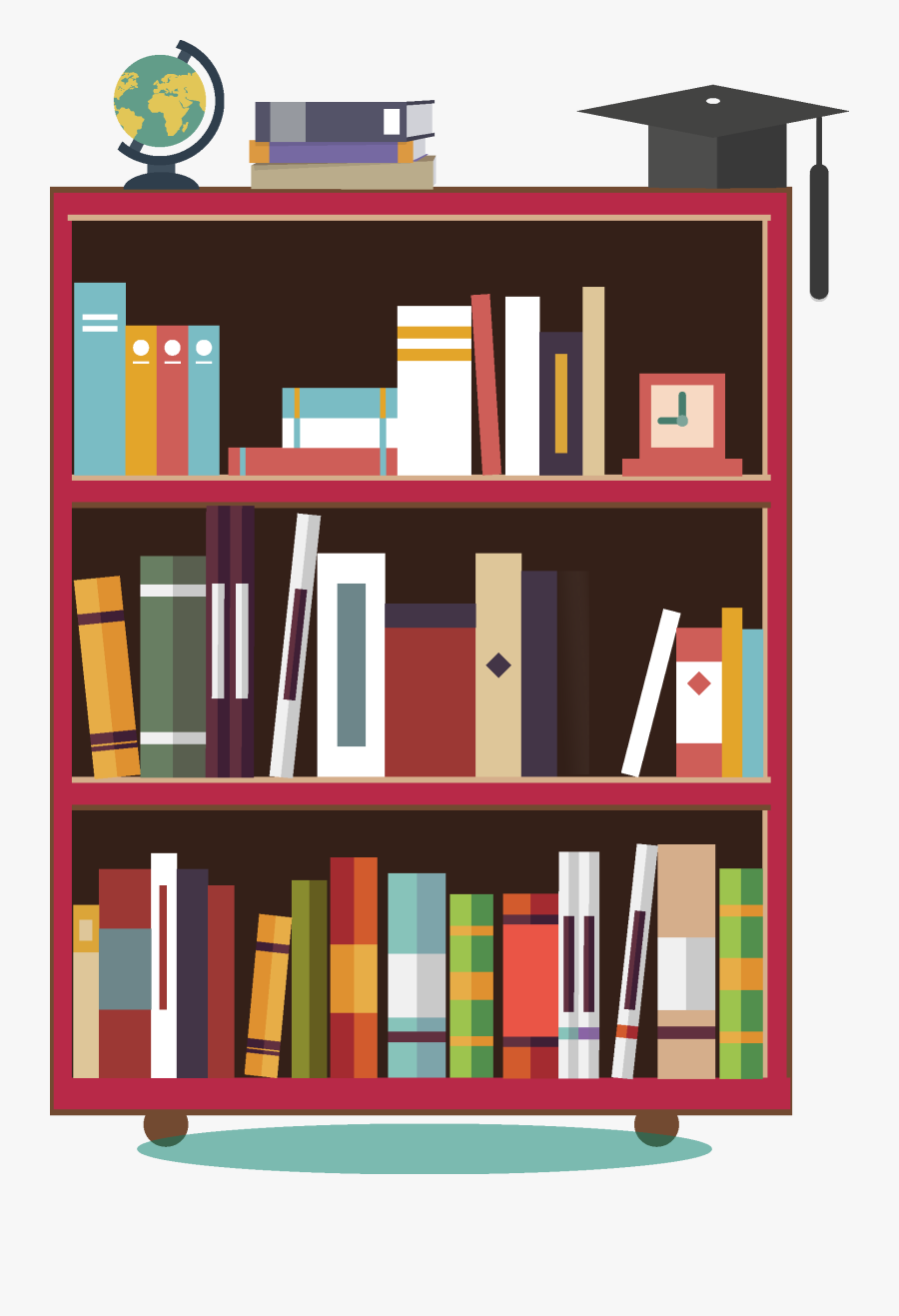 Clip Art Shelf Books On The - Bookshelf Cartoon , Free Transparent