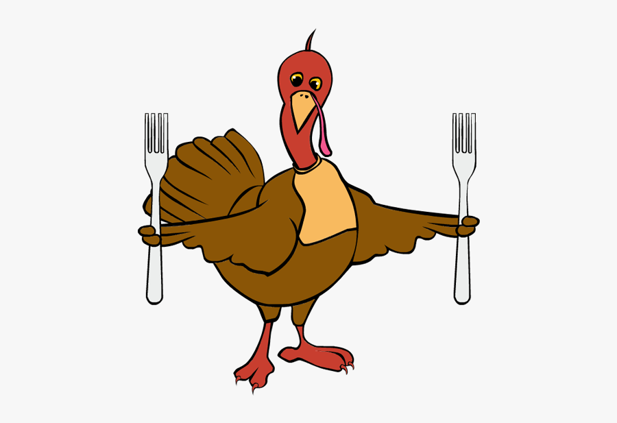 Clip Art Thanksgiving Turkey Forks - Turkey With Knife And Fork, Transparent Clipart